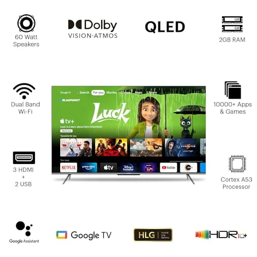 Blaupunkt 126 cm (50 inches) Quantam Dot Series 4K Ultra HD QLED Google TV 50QD7010 (Black)
