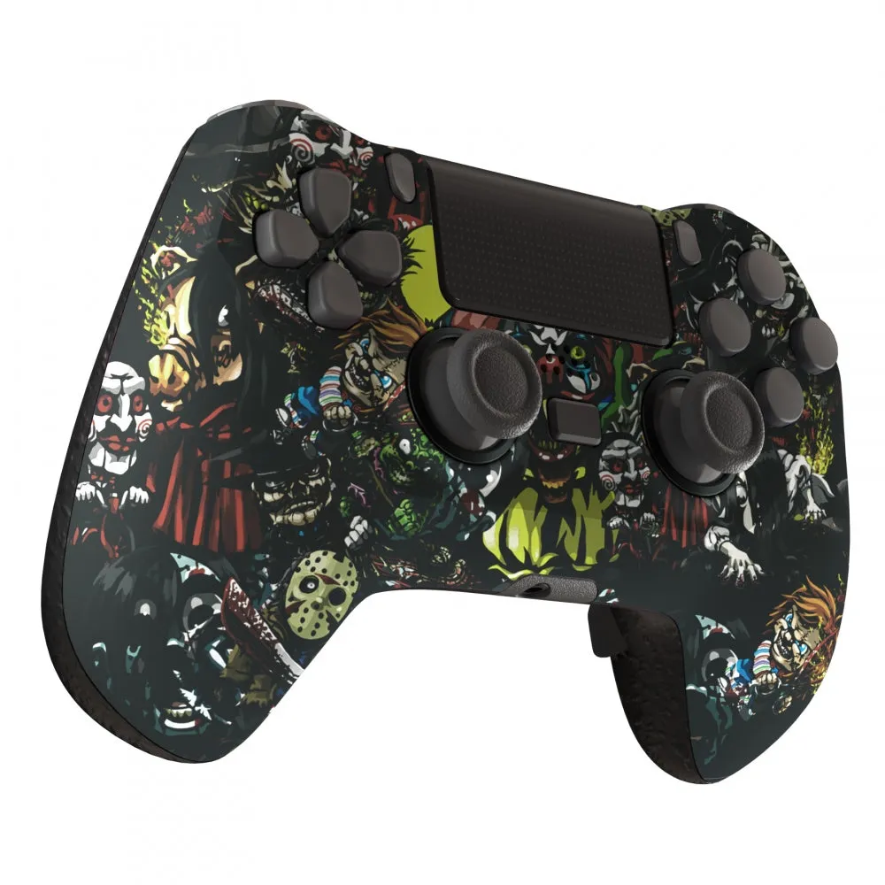 eXtremeRate Scary Party DECADE Tournament Controller (DTC) Upgrade Kit for PS4 Controller JDM-040/050/055, Upgrade Board & Ergonomic Shell & Back Buttons & Trigger Stops - Controller NOT Included - P4MG009
