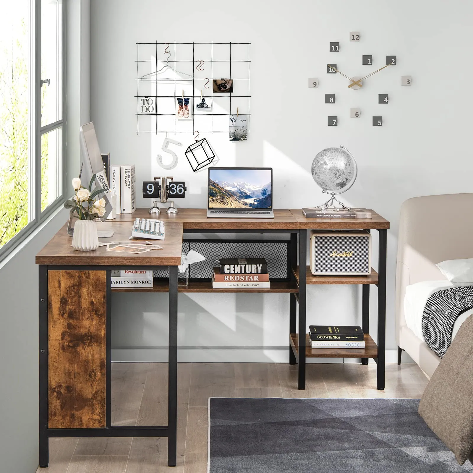Tangkula L-shaped Office Desk, 59 Inch Large Corner Desk