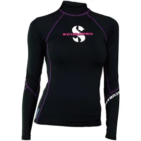 Used ScubaPro Womens UPF 80 T-Flex Long Sleeve Rash Guard-Onyx-Small