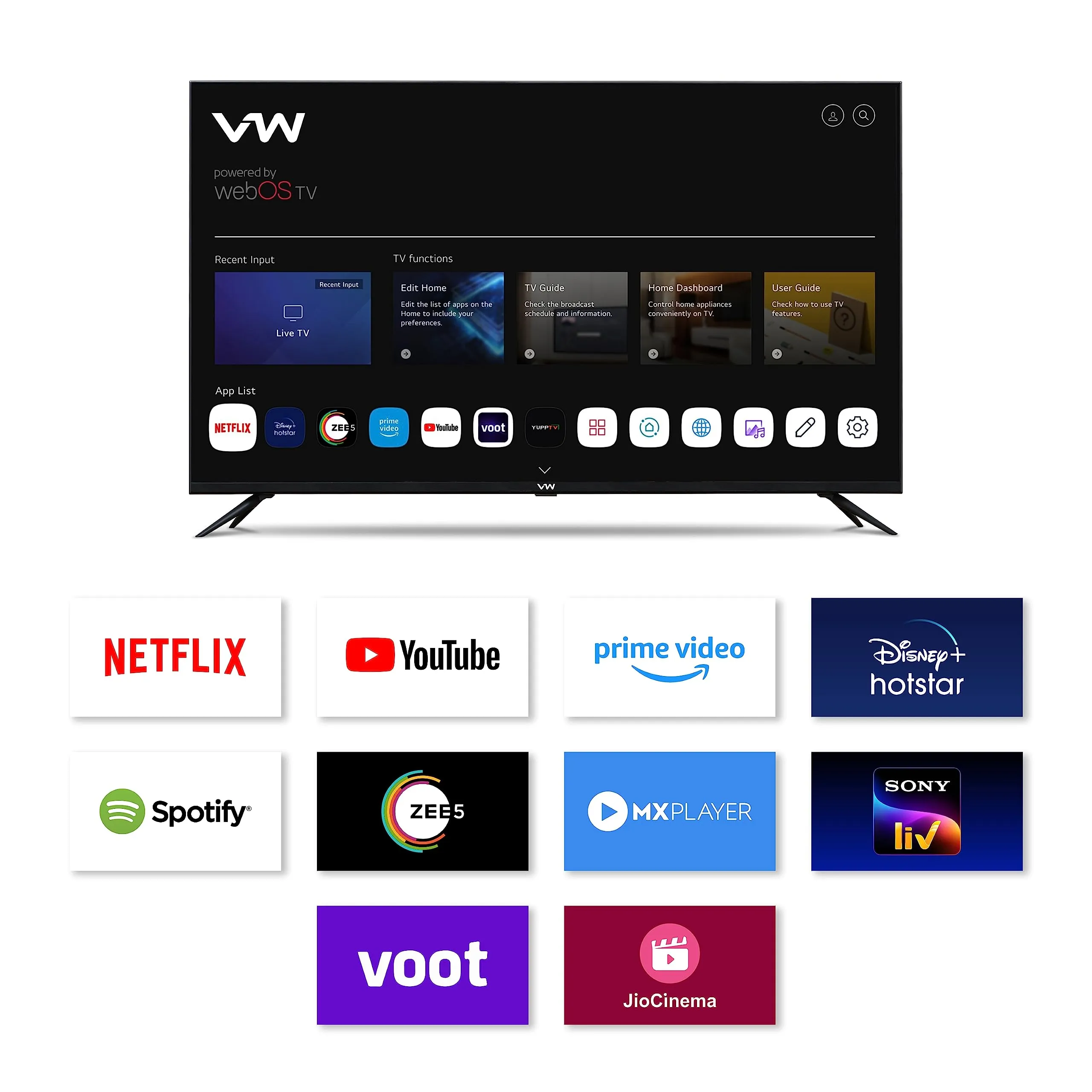 VW 126 cm (50 inches) QL Frameless Series 4K Ultra HD Smart QLED TV VW50QUW1 (Black)